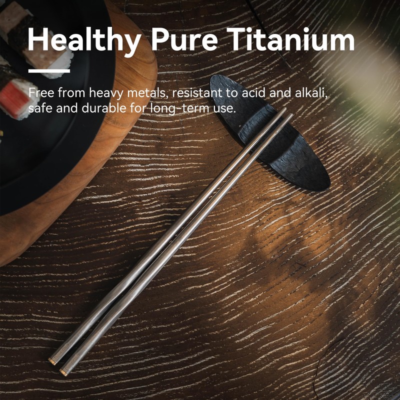 Thous Winds Titanium Chopsticks with Storage Bag, Lightweight Reusable Camping