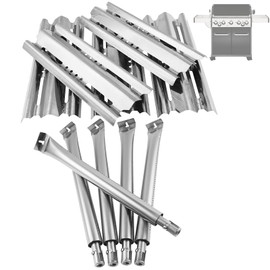 Stainless Steel Replacement Kit for Broil King 9635-84, 5-Pack 15 7/8" Heat Plates Shield and 15 13/16" Tube-in-Tube Burner Replacement for Broil King Baron 9615-54 and More, Broil King Grill Parts