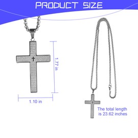 Zpana Cross Pendant for Car Rearview Mirror, Stainless Steel Vehicle Rear View Mirror Hanging Charm, Automotive Interior Ornament Decoration Accessories, Universal for SUV Sedan Truck (Silver)