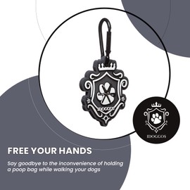 iDoggos Dog Poop Bag Holder With Clip| 1Pc Premium Dog Waste Bag Holder Carrier for Hand Free Hanging| Doggie Poop Bag Dispenser Holder for Walking Running Bicycle Accessory | Black IDoggos Stylish