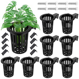 Baderke 8 Pack Aquarium Plant Holder Hanging Aquarium Planter Cup with Extension Hooks for Fish Tank Aquatic Plants Decorations