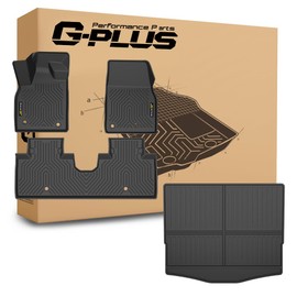 G-PLUS Floor Mats & Cargo Liner Compatible with Ford Mustang Mach E 2021 2022 2023 2024 2025 (Trunk Base Upper Only) All Weather Full Cover Protection TPE Car Floor Liner 1st & 2nd & 3nd Row 4PCS