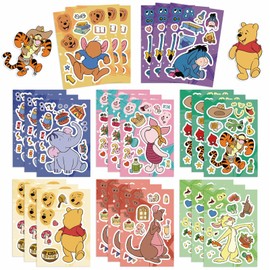 24 Sheets Make a Face Winnie Pooh Bear Stickers for Teens, Make Your Own Stickers for Teens Crafts Party Favor, Rewards, Art Craft, Birthday Gift (Winnie)