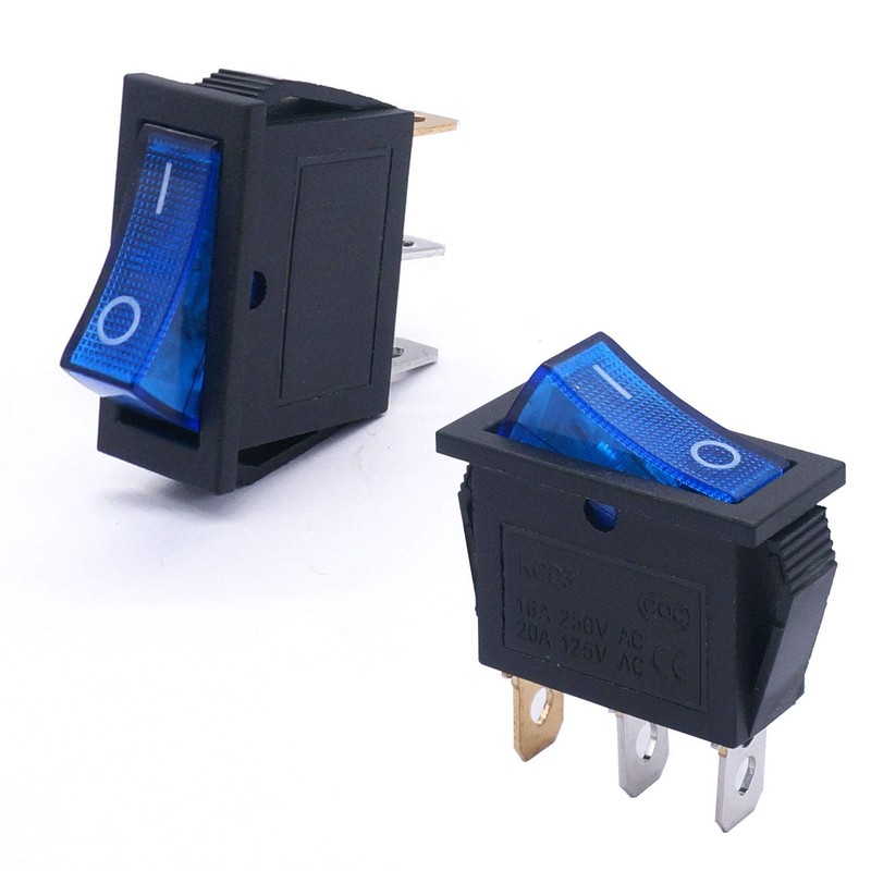 Twidec/5Pcs Rocker Switch Toggle AC 20A/125V 15A/250V SPST 3 Pins