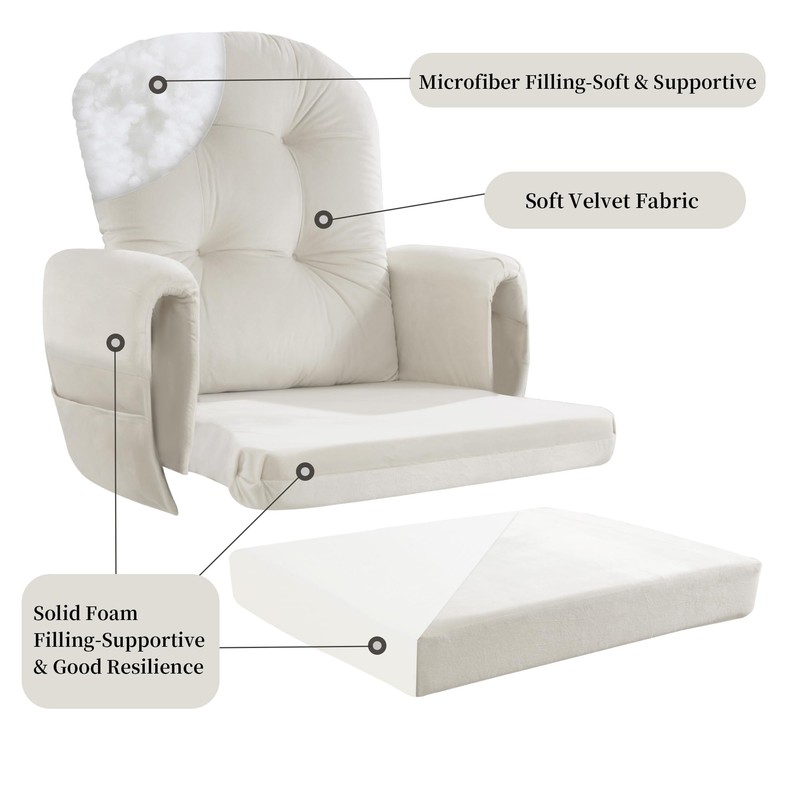 HOMBYS Glider Rocker Replacement Cushions 5 PCS with Storage Side