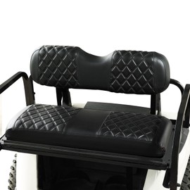 NOKINS Golf Cart Diamond Vinyl Seat Covers, Fit Club Car Precedent/DS/EZGO RXV/TXT/Yamaha Drive Aftermarket Standard Rear Seat Cushion, No Stapler, Multiple Colors and Breathable(Black&Black Stitch)