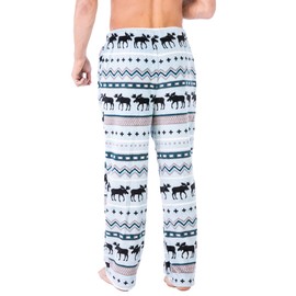 Lazy One Men's Fleece Pajama Pants, Nordic Fleece Pajama Bottoms for Men, Animal (Winter Moose, Large)