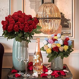 Rosas artificiales realistas de 24 pulgadas, ramo de rosas de seda de tacto real para arreglos florales, rosas falsas, decoración para el hogar, fiesta, boda, centros de mesa, rosas realistas, 5 unidades