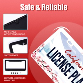 Personalise Beautiful Cherry Blossom License Plate Frames Floral License Plate Frame Car Stainless Steels Accessories Cars Decor with 2 Holes and Screws Fits Standard US Vehicles Size: 12.2 x 6 Inch