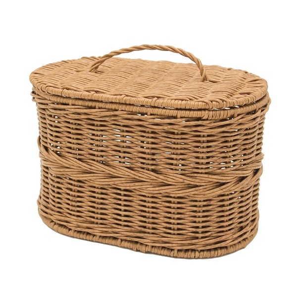 Daikai Giorgia Basket with Faux PE Lid Oval S Brown