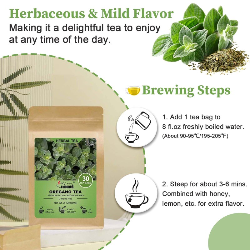 FullChea - Oregano Tea Bags, 30 Teabags, 2g/Bag - Premium