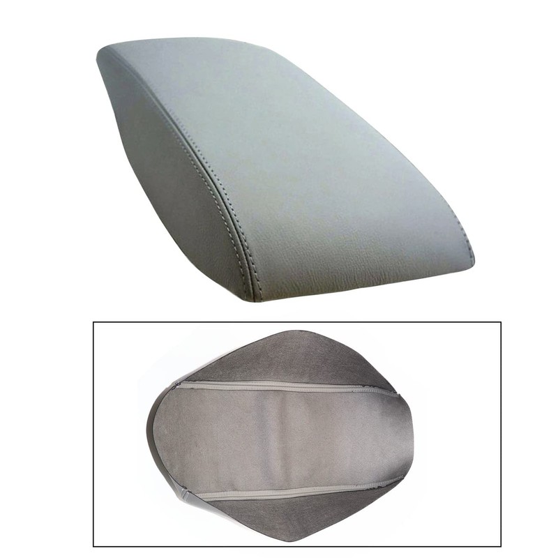 Priprilod Leather Center Console Lid Armrest Cover Skin Gray Compatible
