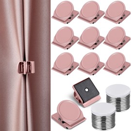 Yaocom 10 Pcs Outdoor Curtain Magnets Closure, Plus Size Magnetic Curtain Clips Metal Magnets for Indoor Outdoor Curtains Prevent Light Leaking for Patio, Mosquito, Cabana, Gazebo (Light Pink)
