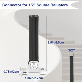 Sidasu 50-Pack Baluster Connectors for 1/2'' Square Balusters for Staircase Interior,Flexible Adjustable Baluster Connectors