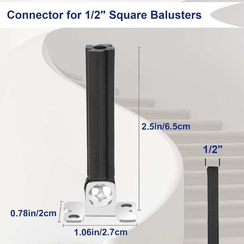 Sidasu 50-Pack Baluster Connectors for 1/2'' Square Balusters for Staircase