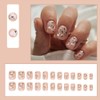 24Pcs Spring Summer Press on Nails - Pink Short Square