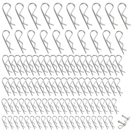 Ryaupy 100 pieces stainless steel cotter pins, R-clips, safety cotter pin, pin assortment, spring connector, trailer hitch splint for towing tractors, lawn mower (6 different sizes)