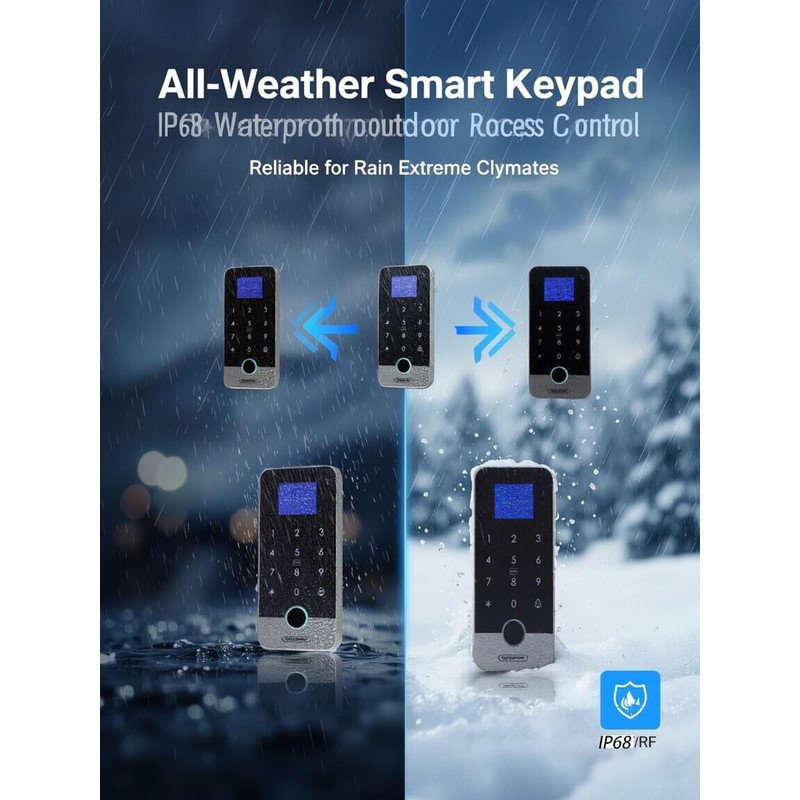 AccessShield Waterproof Smart Home Security Systems Fingerprint,Password,Tuya Remote Unlock,IC Keychain