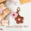 Fmeida Floral PU Leather Keychain for Women Girls Cute Flower