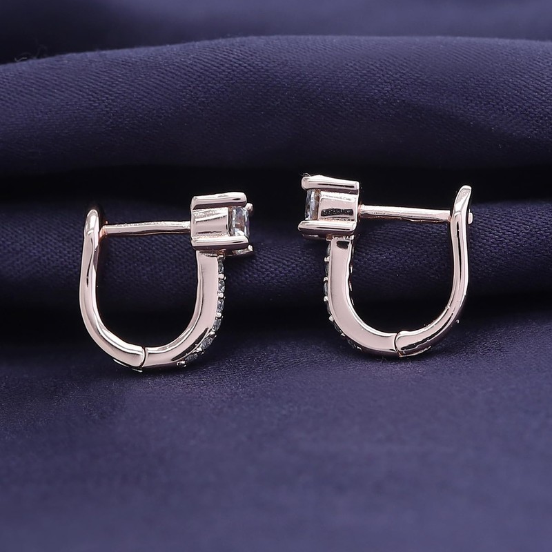 18k Gold Plated Huugie Hoop Earrings | Center 4MM, Moissanite