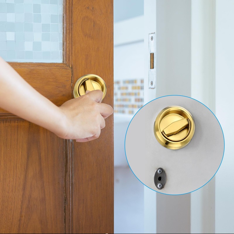 PATIKIL Recessed Door Handles, 2 Pcs Round Flush Pulls Stainless