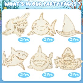 Xvvti 12PCS Shark Party Favors - DIY Shark Wood Painting Kits
