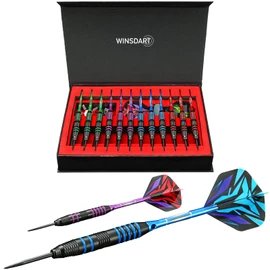 WINSDART Darts Metal Tip Set Professional Metal Darts for Dartboard Steel Tip Darts with Nonslip Iron Barrel Aluminum Dart Shafts,Extra Flights,Dart Sharpener,Gift Box