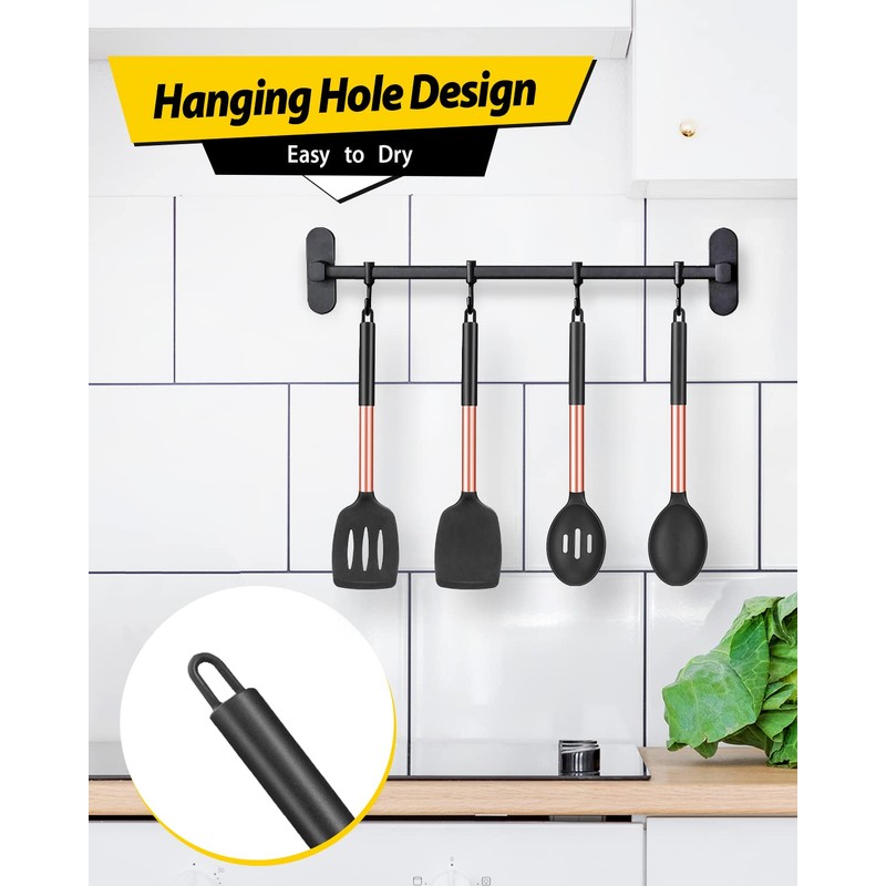Pack of 4 Silicone Cooking Utensils Set, Non Stick Large
