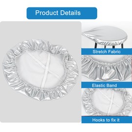Sigmat Round Stool Covers, Stretch Waterproof 15"-20" Bar Stool Seat Cover Round Chair Covers Silver 4 Pack