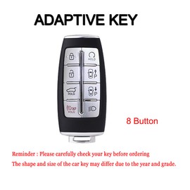 HIBEYO Car Fob Cover for Hyundai Genesis GV80 GV90 G70 G80 G90 GV70 8 Button Car Accessories Metal &Leather Key Case Holder Protector with Keychains-Brown