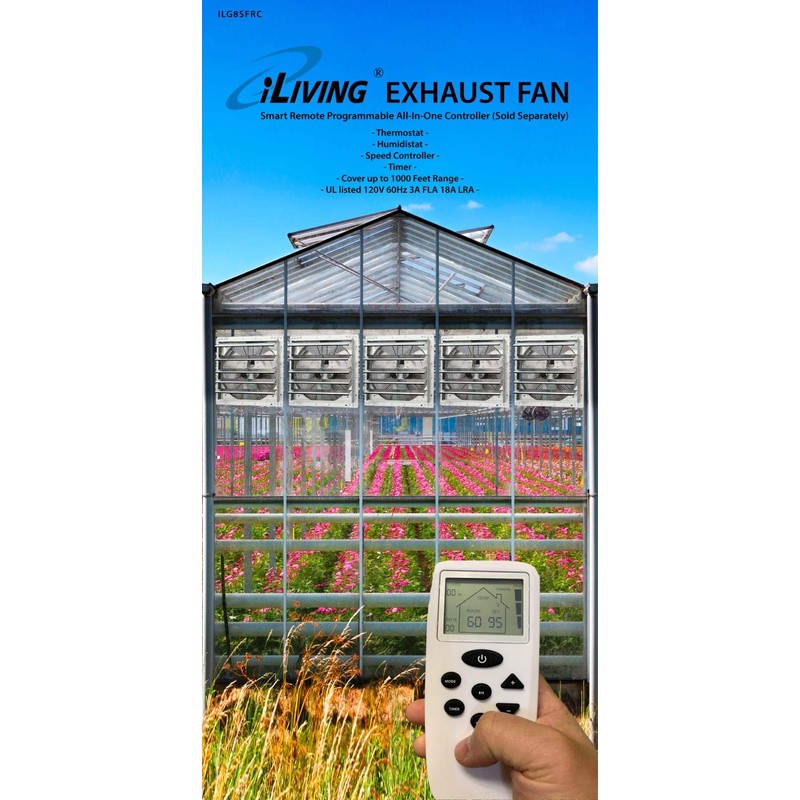 iLIVING ILG8SF7V Shutter Exhaust Fan, 7" - Variable, Silver