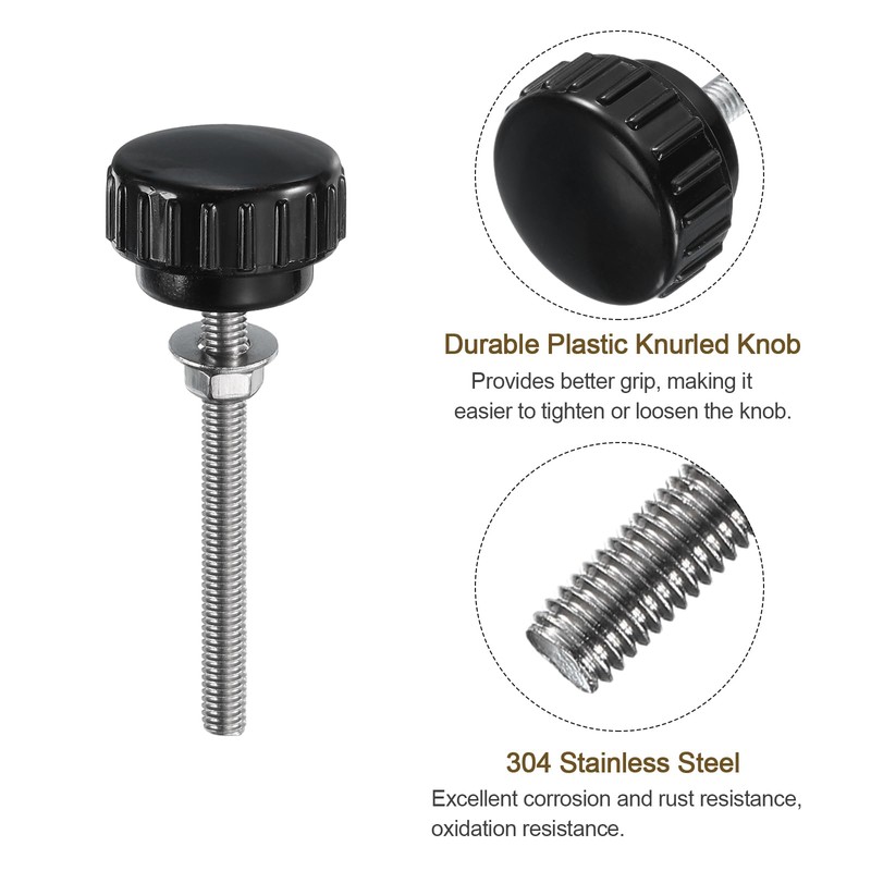 QUARKZMAN 4 Sets Knurled Buttons Thumb Screws with Nuts Washers