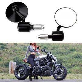 Motorcycle Handlebar Bar End Mirror, Rearview Mirror Universal 7/8" Handle Round Anti Glare, Compatible with Most Motorcycle, E-bike, Scooters, ATV, UTV