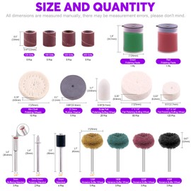 Swpeet 263Pcs Mini Rotary Tool Accessory Flet Bullet Mini Cloth Polishing Wheel Paste with Sanding Drums, Flet Polising Buffing Wheel and Abrasive Wheel Buffing Polishing Wheel