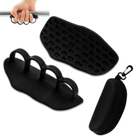 Shoyisenka Fitness Grip strength Trainer - Anti-slip five-finger gloves, suitable for strength training such as pull-ups, deadlifts, and bench presses, with a portable storage case included. (Black A)