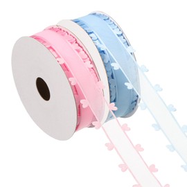 PATIKIL 1 Inch x 20 Yard Organza Chiffon Ribbon Set, Sheer Heart Decorative Ribbon for Valentine's Day Gift Wrapping Wreath Bow Craft DIY Decoration, Pink,Sky Blue