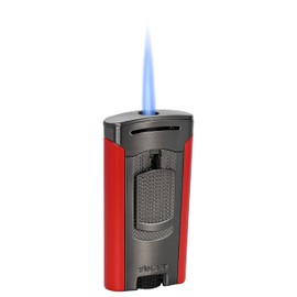 Xikar Astral Single Jet Flame Cigars Wind Resistant EZ Adjustment and View Fuel Window High Altitude Tested (Gunmetal and Red)