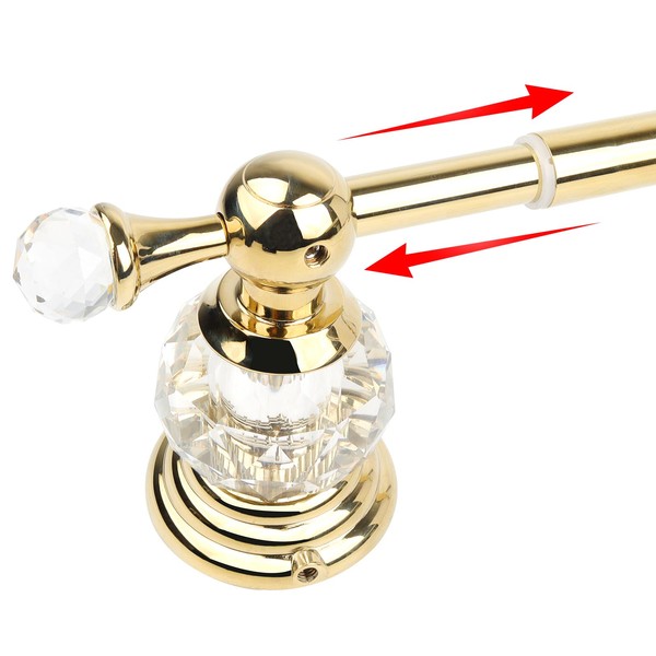 Wall Mounted Polished Gold Towel Bar,Crystal Towel Holder Adjustable Towel