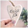 Wild & Free. Solid Wood Hanging Heart. Affirmation Uplifting Mental