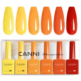 CANNI- JUEGO DE ESMALTES DE UÑAS EN GEL AMARILLO DE FÓRMULA LIBRE DE HEMA 6 piezas x 9 ml0,32 oz El esmalte de uñas en gel naranja CANNI está...      
