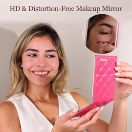 Alyfini Pocket Makeup Palette Mirror for Purse - 100 Disposable Sheets & Spatula, Small Travel Toiletry Essentials, Handheld Foundation/Lip/Nail Color Mixing Tray, Makeup Artist and Enthusiasts Gift