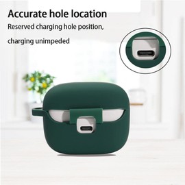 Soft Silicone Protective Case Cover Compatible with JBL Tune 130NC TWS True Wireless Earphones Shockproof Portable Cover with Carabiner（Mint Green）