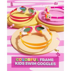 ZIONOR G1MINI Children's Swimming Goggles Ultra Polarised Comfortable Swimming Goggles Anti Fog UV Protection Swimming Goggles for Girls and Boys (Years 3-14) (Mixed White/Orange/Purple-Red-O)