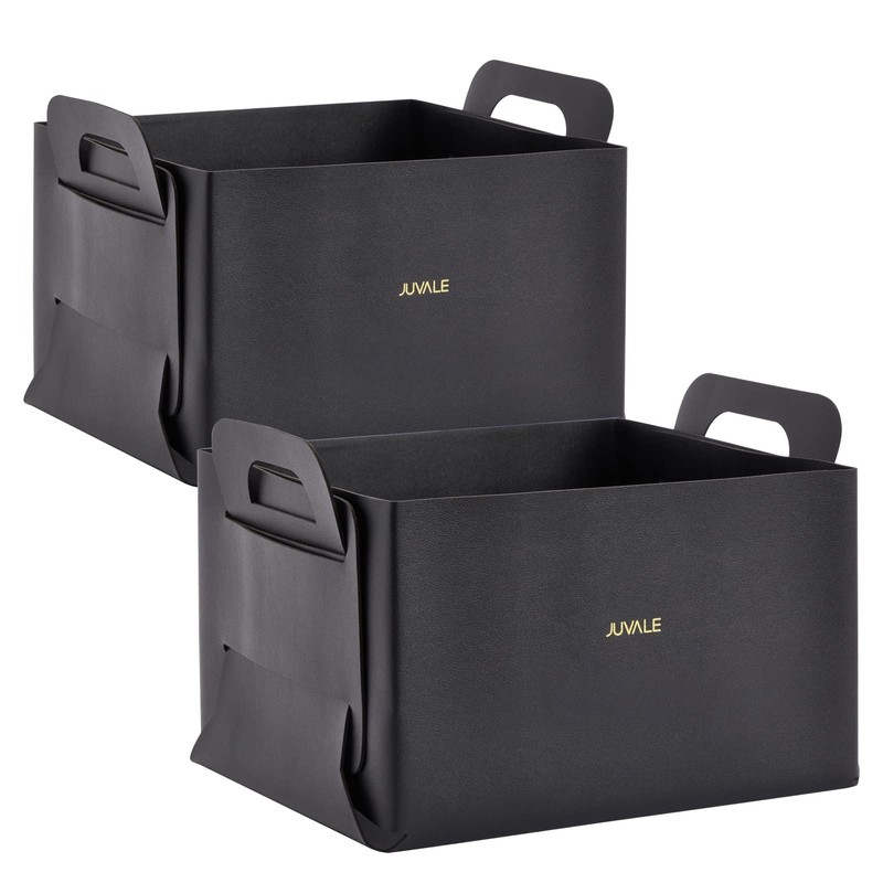 Juvale Foldable Faux Leather Cube Storage Bins - Collapsible Cube