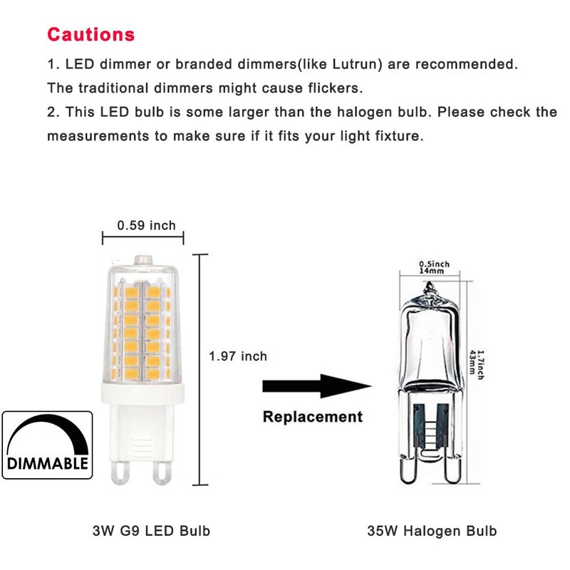 Makergroup Dimmable G9 LED Light Bulb 35 Watt Equivalent G9
