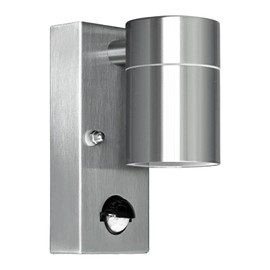 Kerry Kerry Outdoor Motion Sensor Wall Lights, Downward Outside Lighting Mains Powered, IP44 Silver Stainless Steel Downlight, Exterior PIR Detector Security Fixture for Front Door, Porch, Garden