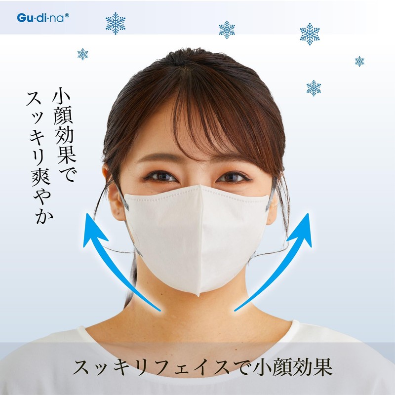 グディナ 快適立体接触瞬間冷感バイカラーマスク個別包装 冷感マスク クールマスク MASKCOOL 不織布マスク 冷感不織布マスク(30, ホワイト)