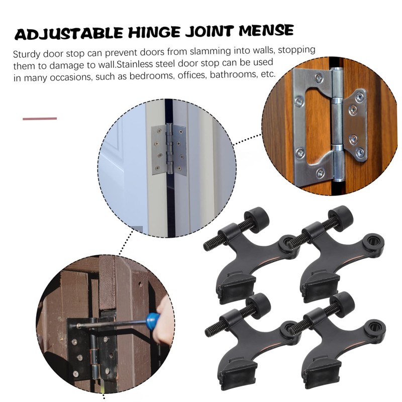 Tofficu Door Hinge Mount Stopper Zinc Alloy Door Stopper 4pcs