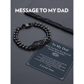 Bandmax Ideal Infinity Love Knot Cuban Link Chain Bracelet for Men Father Black Stainless Steel Chic Cool Hand Chain Wristlet 8 Inch Gift for Father Father in Law