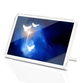 Classic Rectangle Magnet with Stand - Christian Cross White Doves - Fridge Locker Office Whiteboard Toolbox #50518